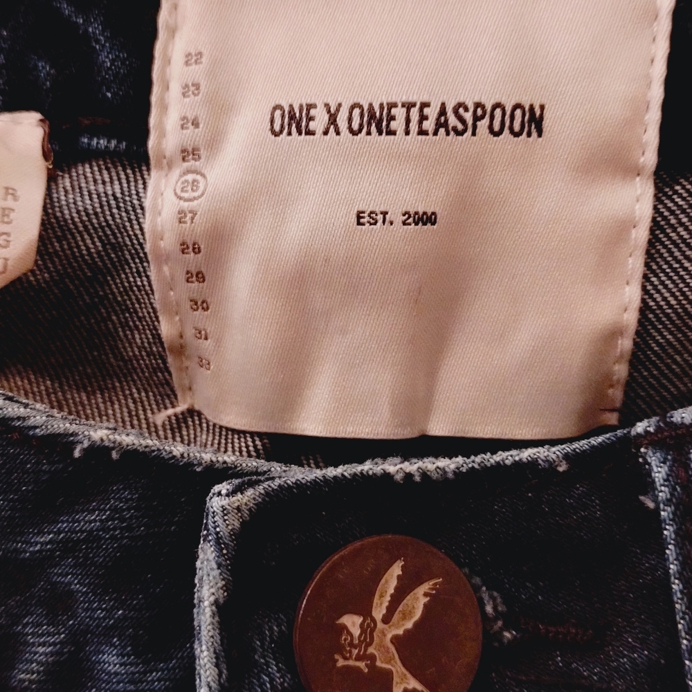 Nwot One Teaspoon Awesome Baggies Lone Star High Waist, Distressed Raw Hem Jeans View 4